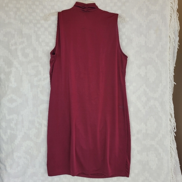 H&M burgundy scoop neck drape front sleeveless dress Y2K indie sleaze slinky L - Picture 6 of 9